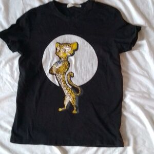 Women's size med black sequin graphic t shirts